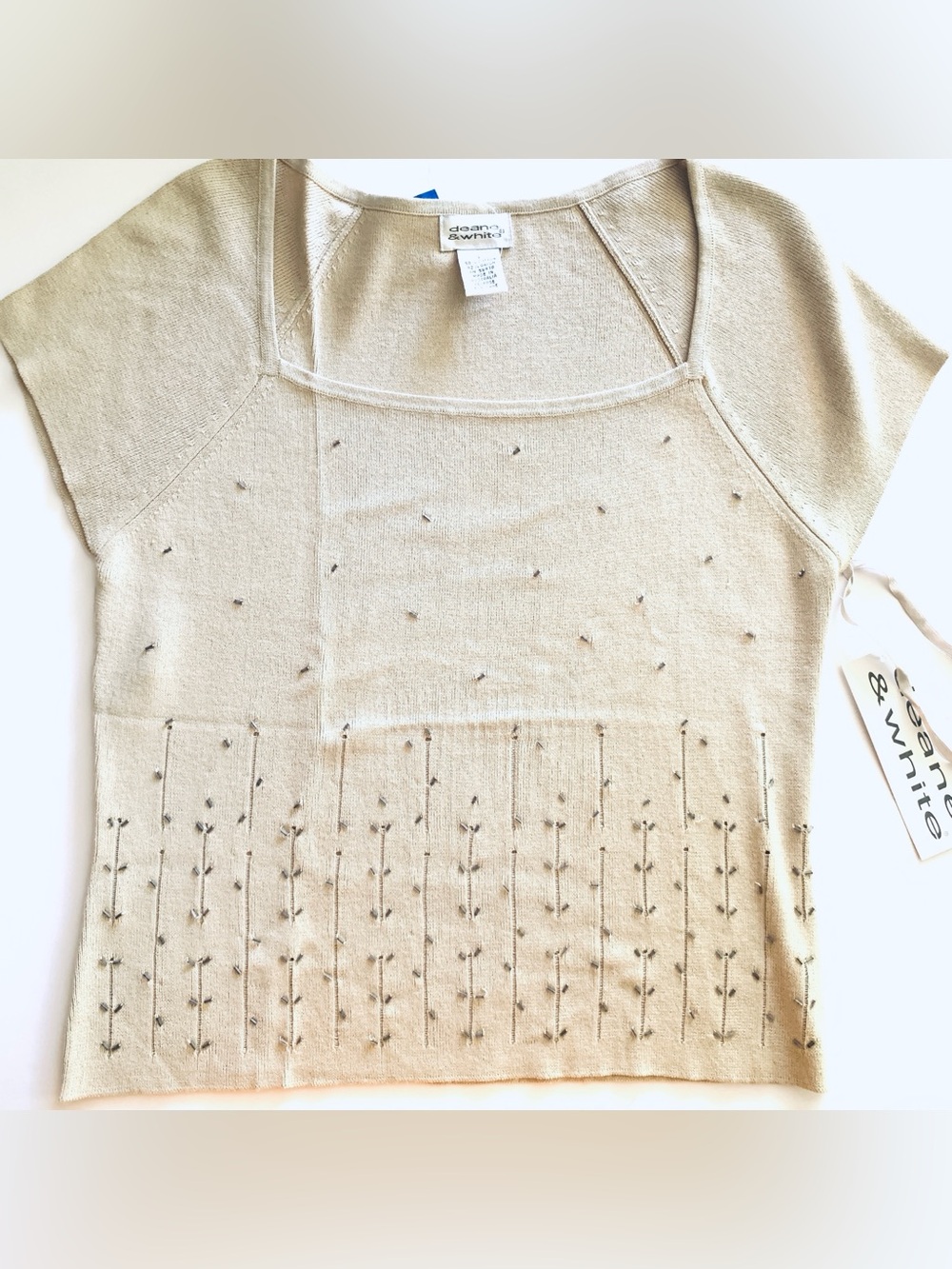 NEW Deane & White Beaded Sweater Blouse, Sz Large